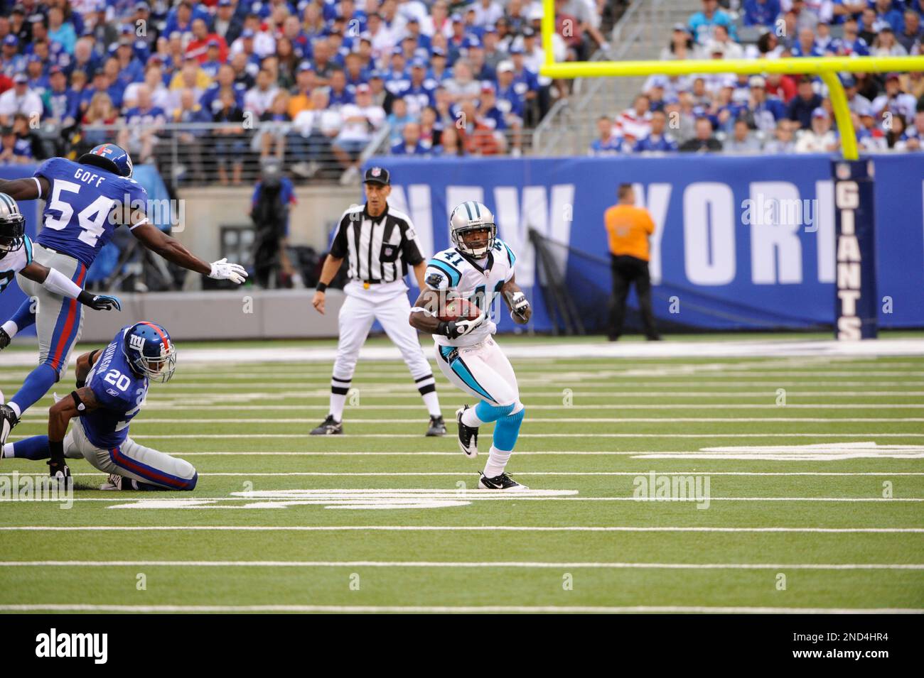 12 September 2010: Carolina Panthers cornerback Captain Munnerlyn (41)  during the second half of the Carolina Panthers vs New York Giants game at  the New Meadowlands Stadium in East Rutherford, New Jersey