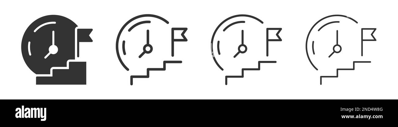 Stairs time icons collection in two different styles and different ...