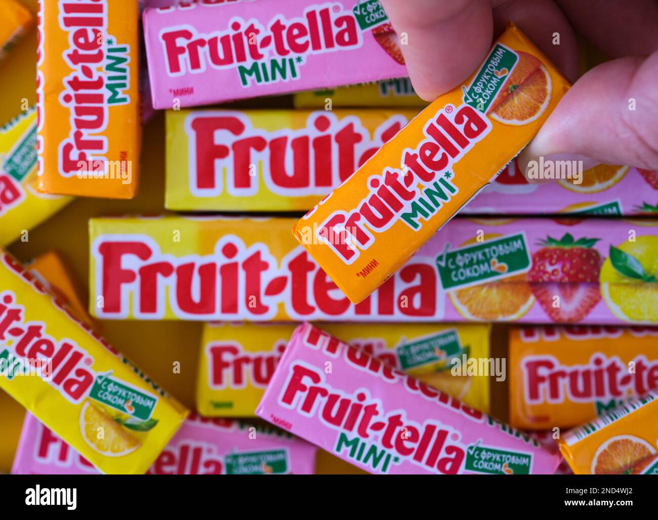 Tambov, Russian Federation January 22, 2023 A woman hand holding