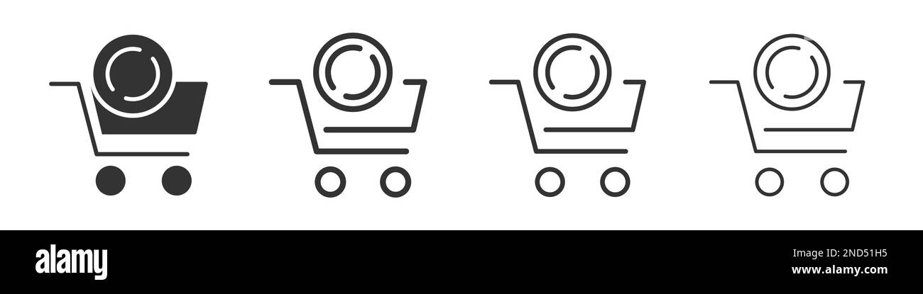 Shopping cart icons collection in two different styles and different ...