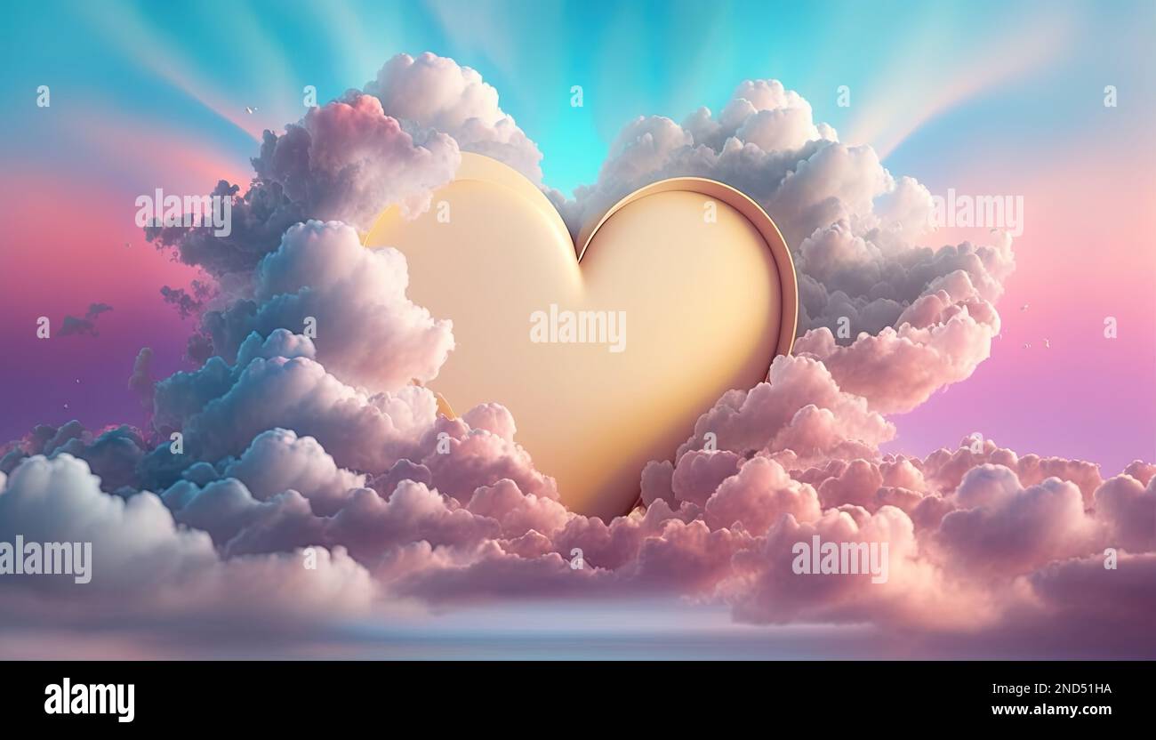 Beautiful heart object in the sky with colorful clouds Stock Photo - Alamy