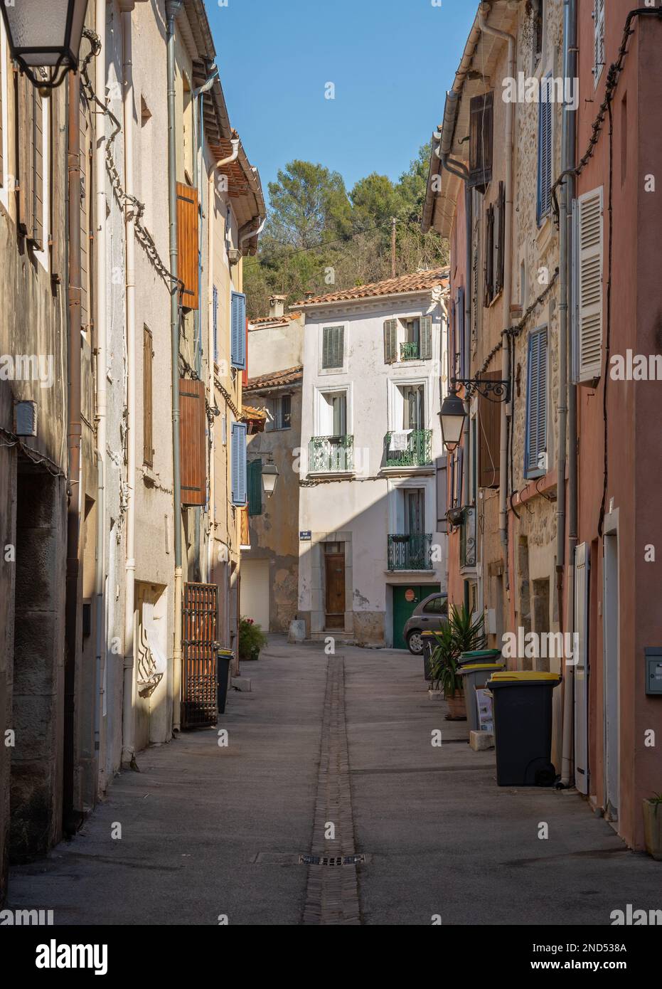 View of a street in the small town of La Roquebrussane in the Var department, in the Provence region of France Stock Photo
