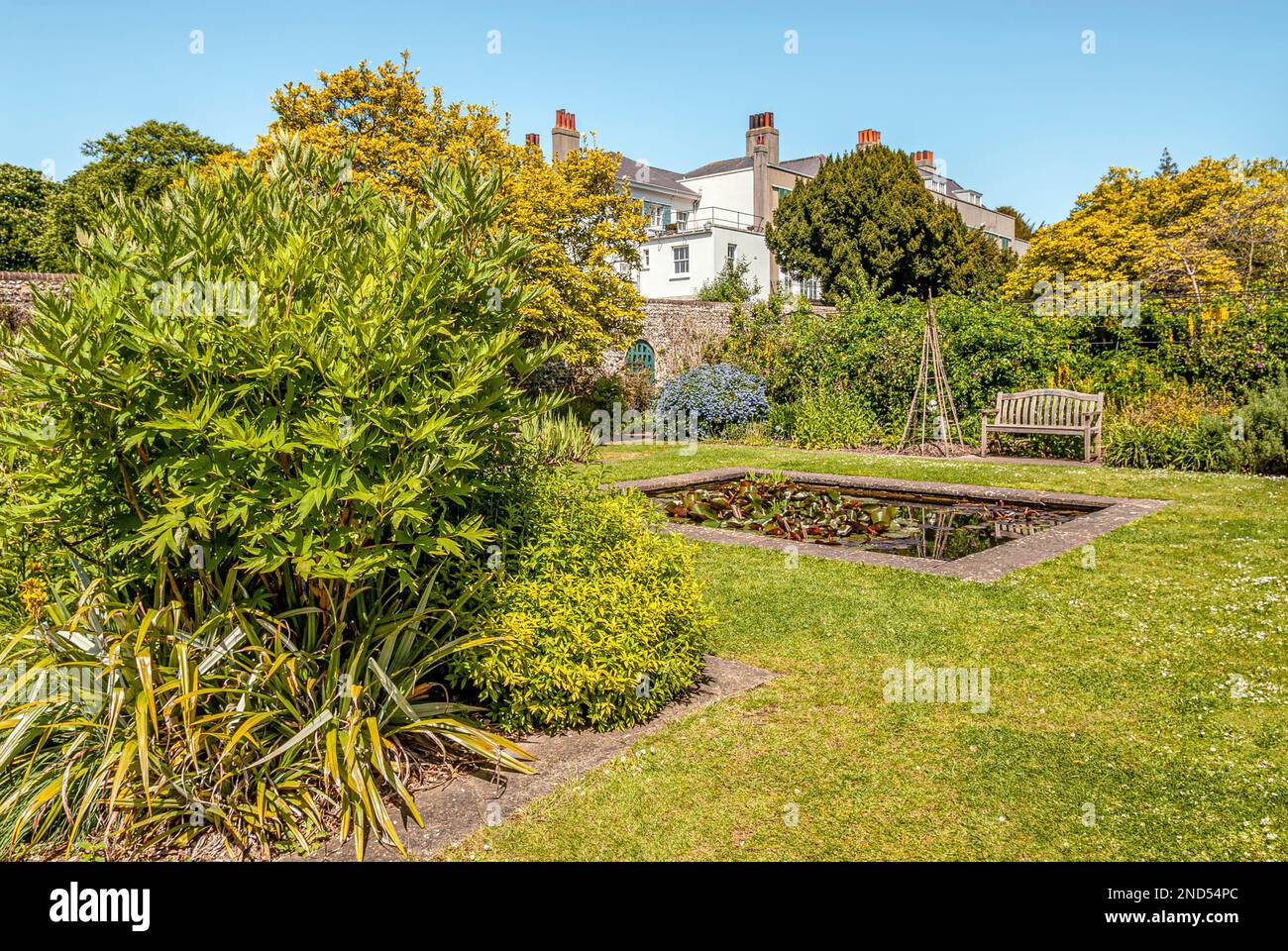 Garden of Preston Manor, a historical 17th Century Mansion in Brighton, East Sussex, South England Stock Photo