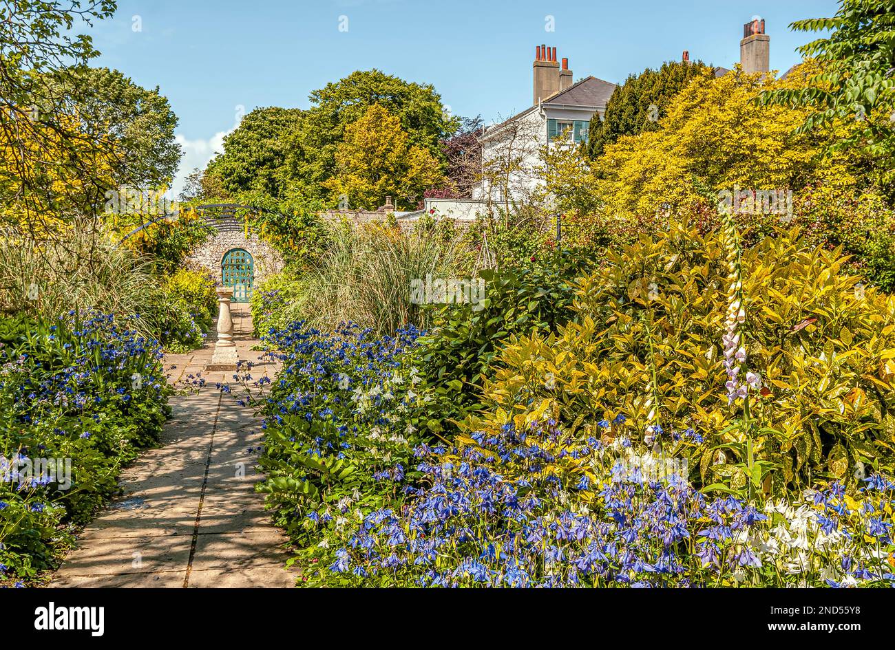 Garden of Preston Manor, a historical 17th Century Mansion in Brighton, East Sussex, South England Stock Photo