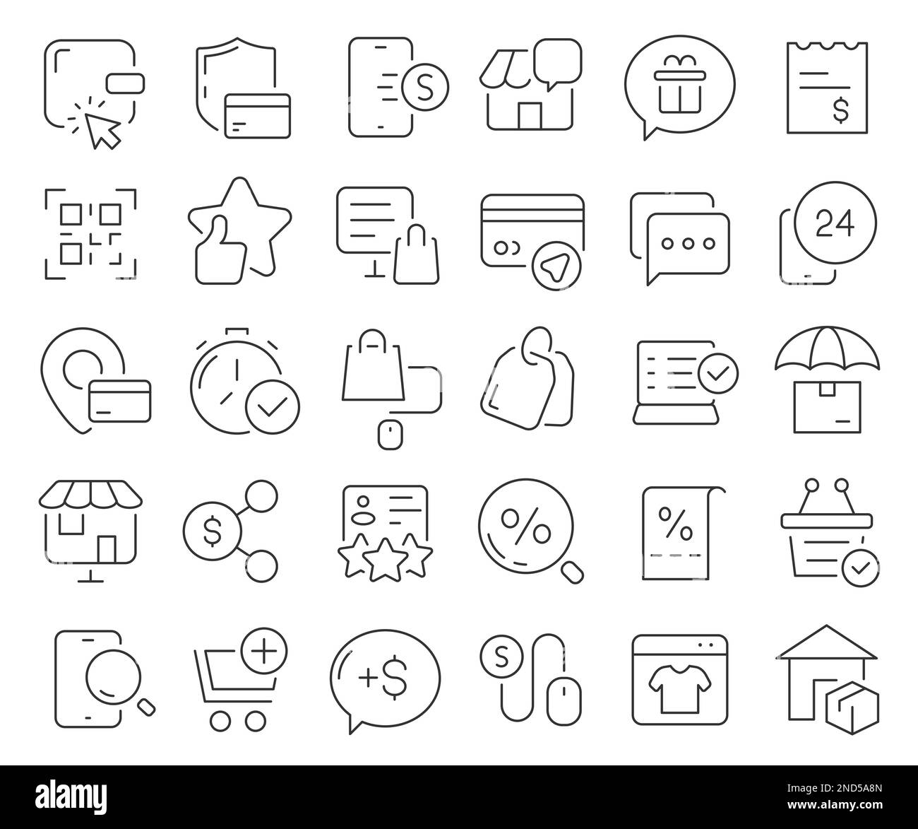 E-commerce and online shopping line icons collection. Thin outline ...
