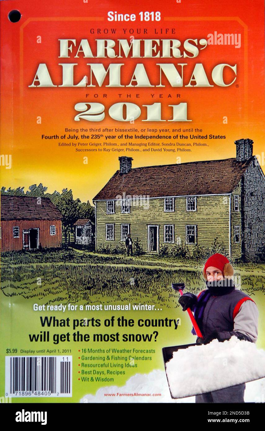 FILE This Aug. 26, 2010 file photo shows the 2011 Farmers' Almanac in Lewiston, Maine. The 219