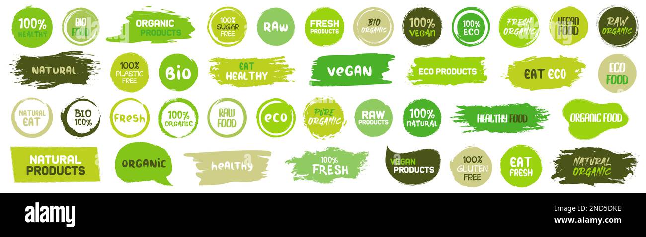 Set of natural and eco labels banner with grunge Stock Vector Image ...