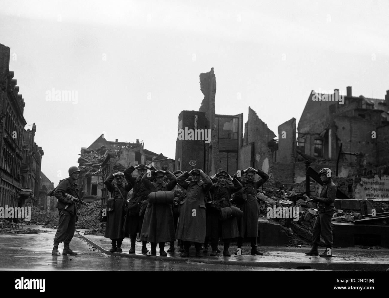 These German prisoners, remnants of the Mannheim Garrison, were rounded