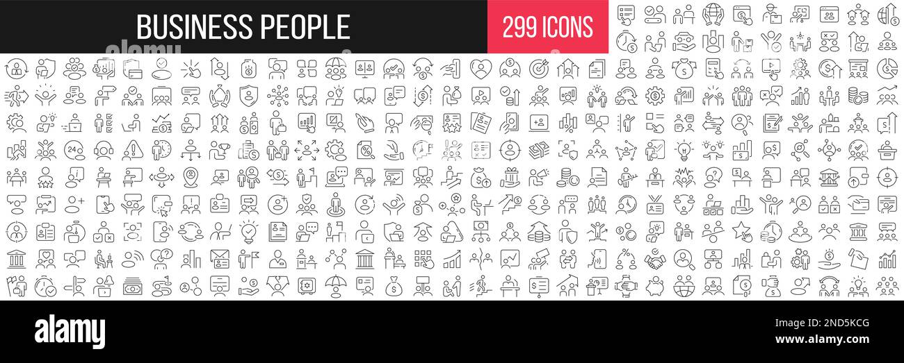 Business people linear icons collection. Big set of 299 thin line icons ...