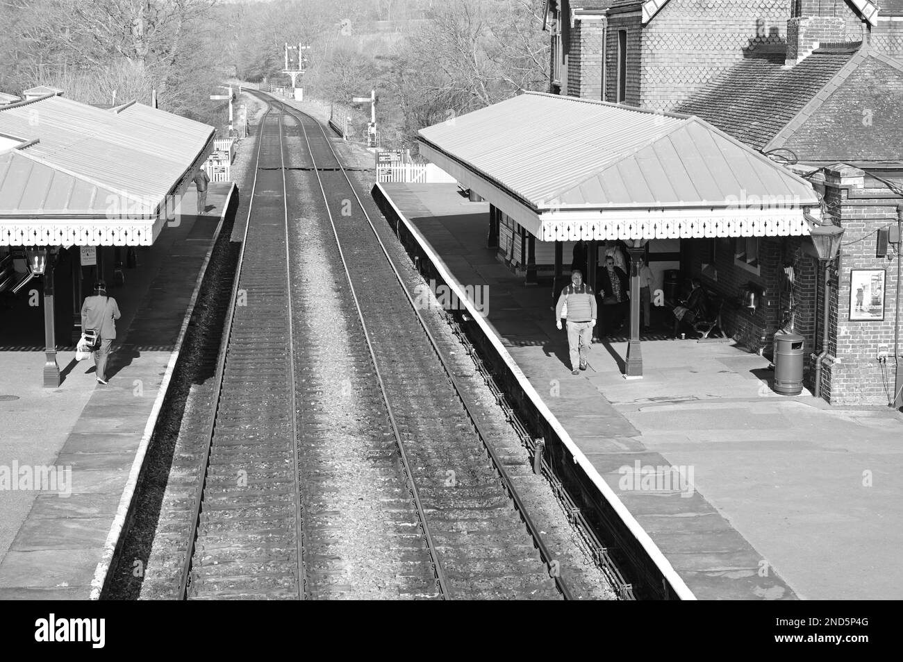 Sheffield Park Victorian station in the UK on a cold winters morning. Stock Photo