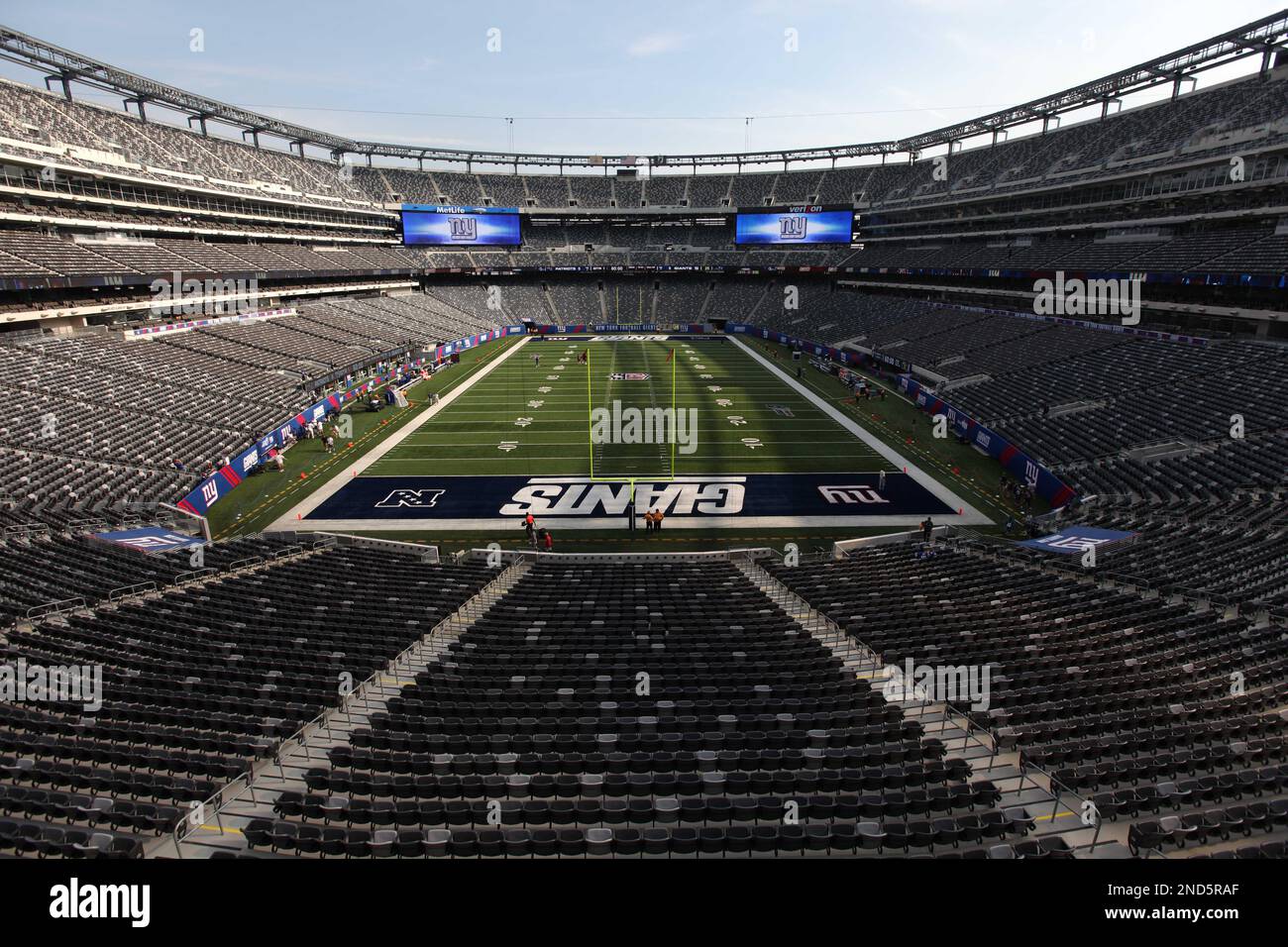 A view of the New Meadowlands Stadium before an NFL preseason football game  between the New York Giants and the New England Patriots in East  Rutherford, NJ, Thursday, Sept. 2, 2010. (AP