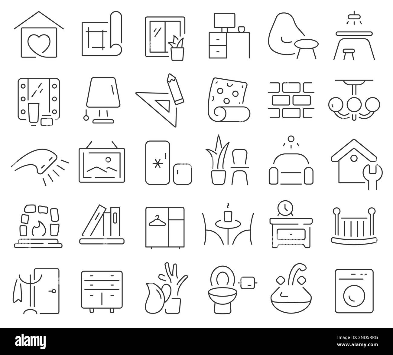 Home interior line icons collection. Thin outline icons pack. Vector illustration eps10 Stock Vector