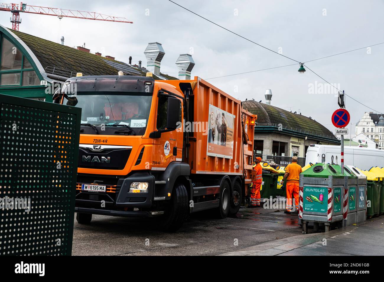 Vienna, Austria October 14, 2022 Cleaning workers and a Man brand