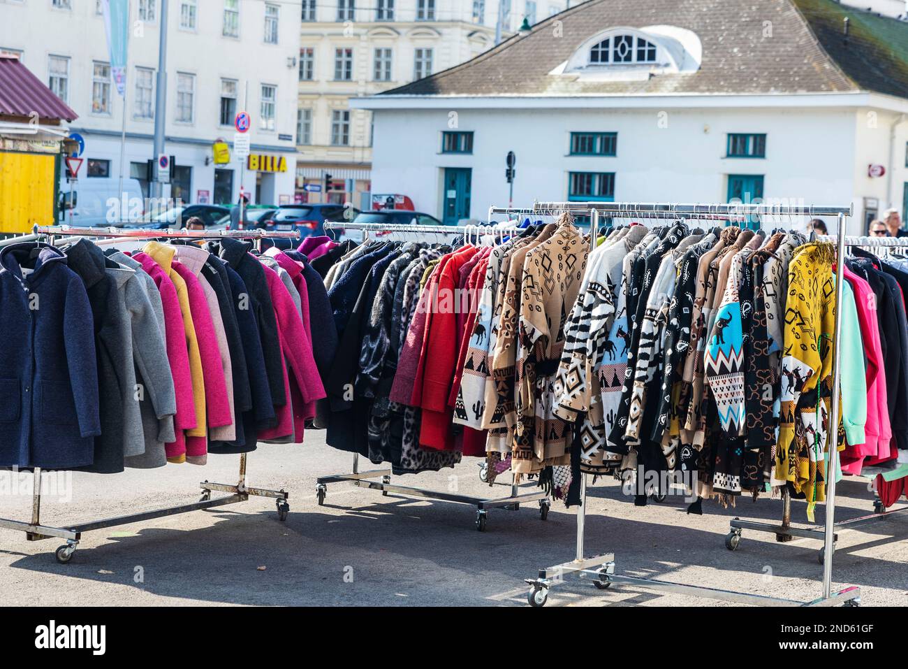 Vienna, Austria October 17, 2022 Clothing store with jackets and