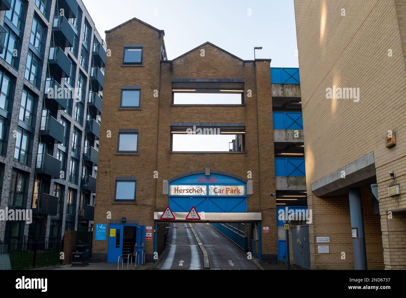 Slough, Berkshire, UK. 15th February, 2023. A bank of Electric Vehicle