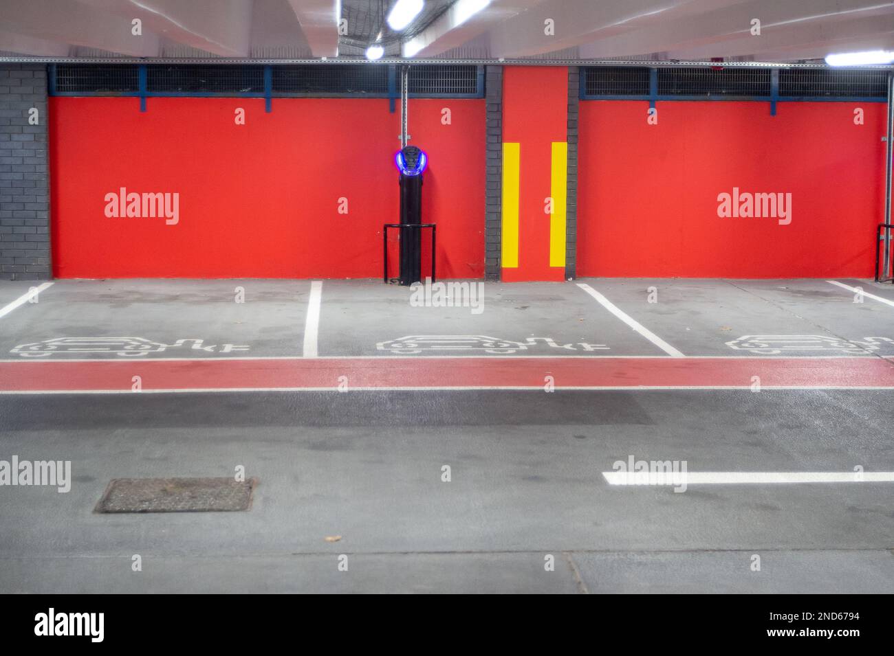 Slough, Berkshire, UK. 15th February, 2023. A bank of Electric Vehicle