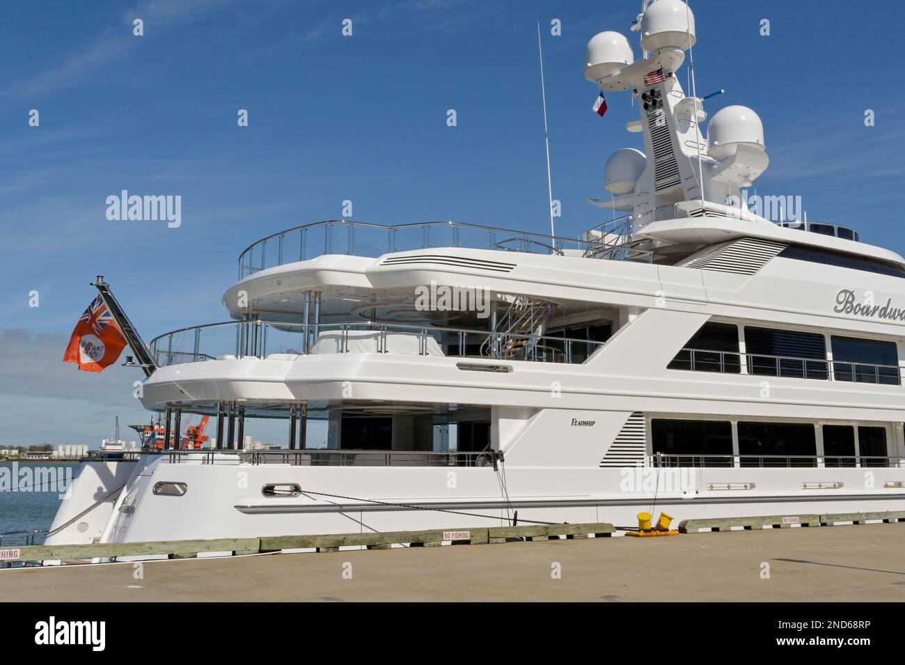 Galveston, Texas February 2023 Luxury superyacht Boardwalk owned by Houstonbased billionaire