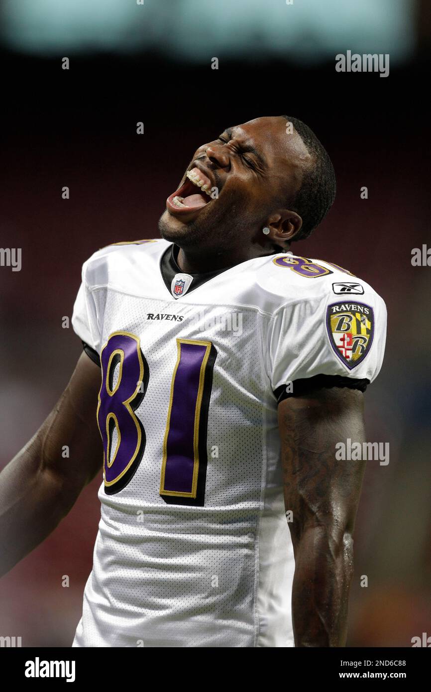 Baltimore Ravens wide receiver Anquan Boldin laughs before the