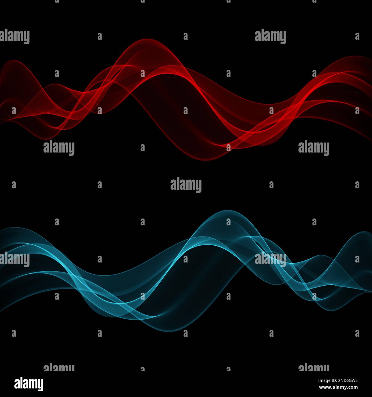 Black background with wavy lines. Set of light waves. Abstract wave ...