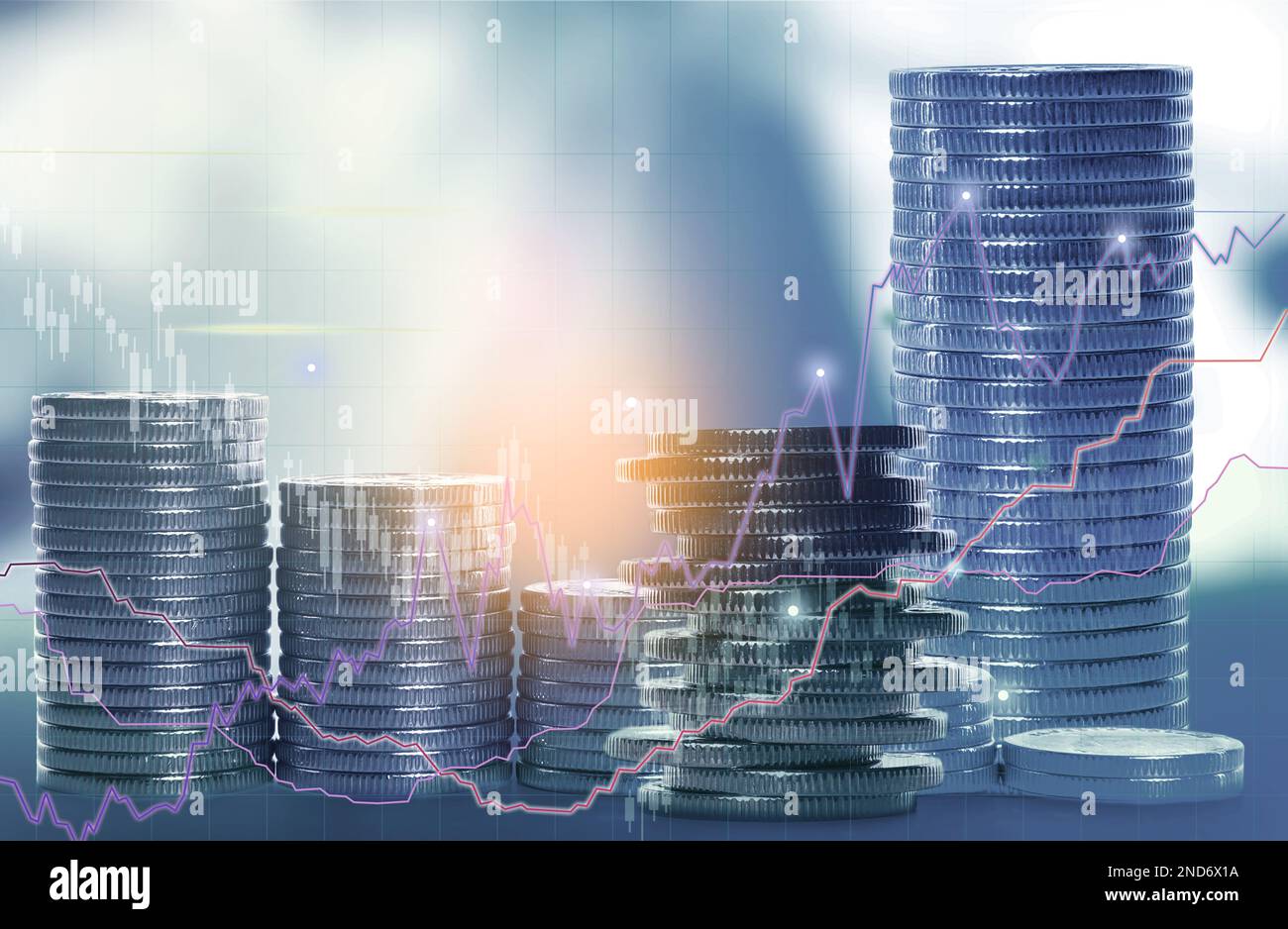 Financial charts stacks coins hi-res stock photography and images - Alamy