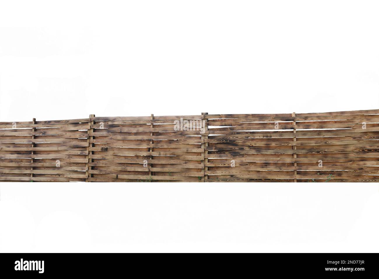 Fence made of planks on white background Stock Photo - Alamy
