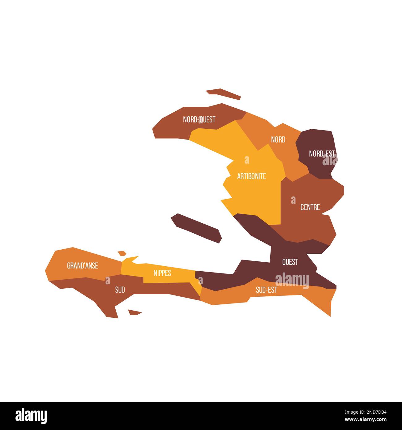 Haiti Political Map Of Administrative Divisions Departments Flat