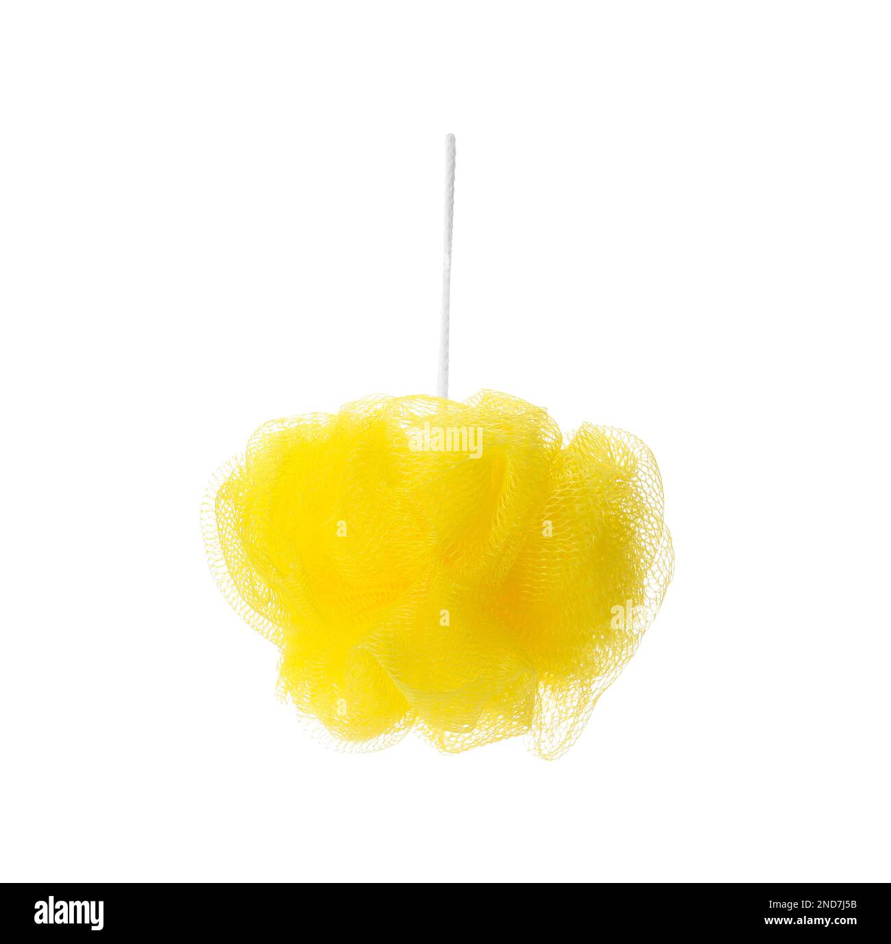New yellow shower puff isolated on white Stock Photo Alamy