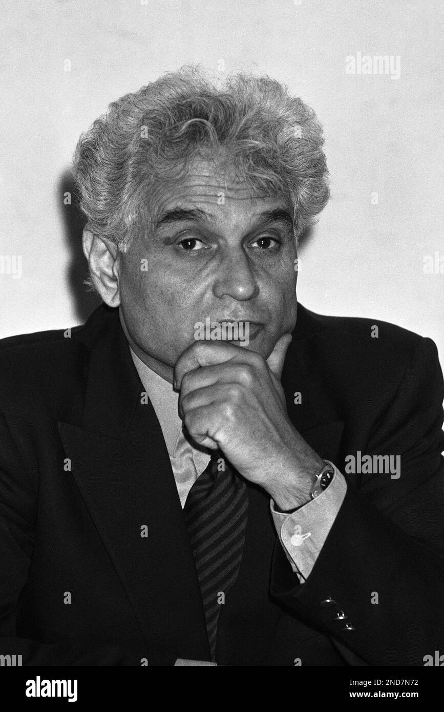 French writer, Philosopher Jacques Derrida at a UNESCO press conference