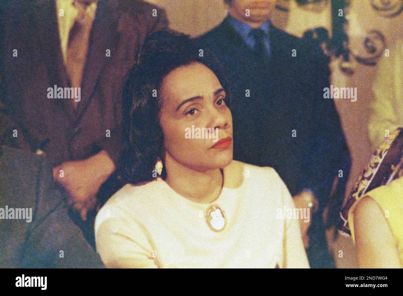 Coretta Scott King, widow of Dr. Martin Luther King, Jr., is shown in ...