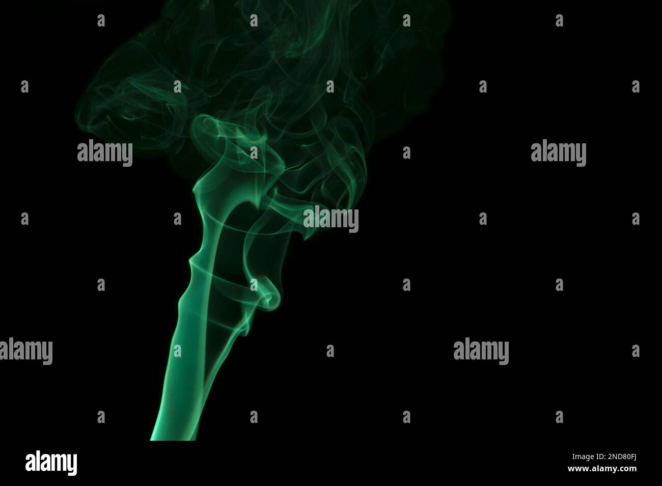 Abstract green smoke on black background. Stock Photo