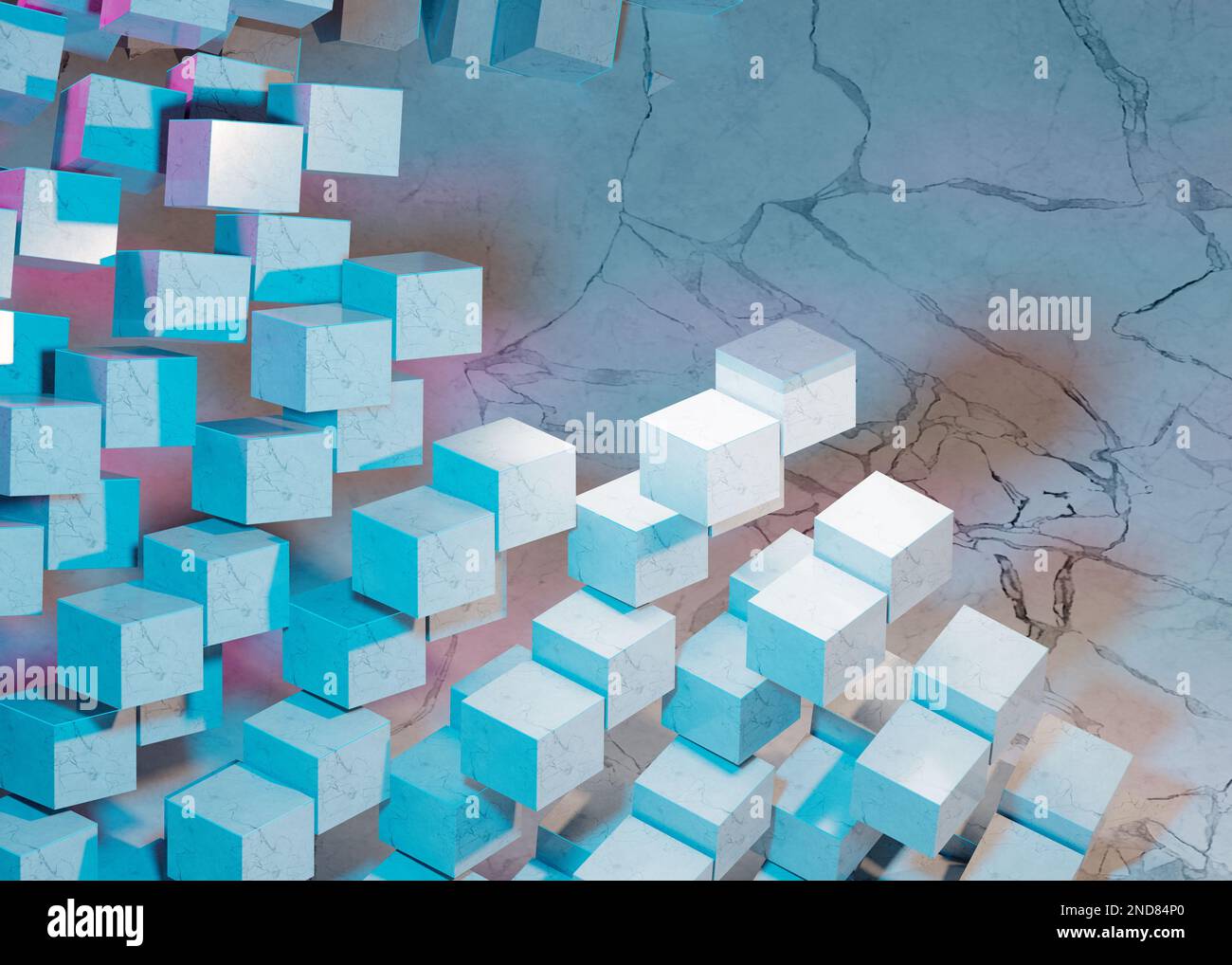 A 3d rendering of a stack of cubes with different materials, abstract ...