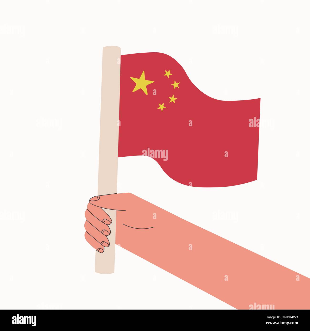 Flag of China. Hand holds national flag of People's Republic of China