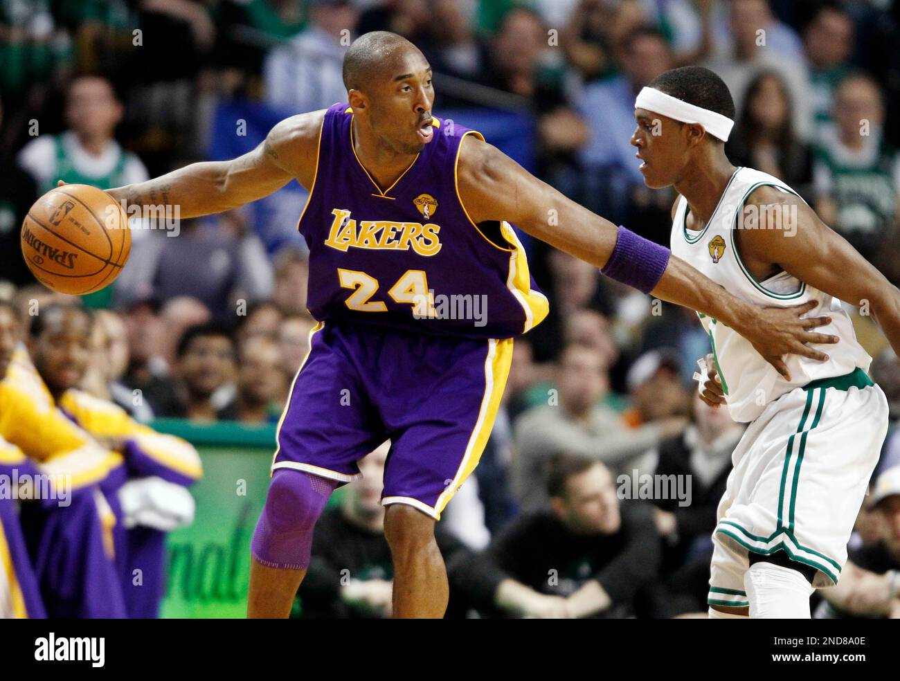 Kobe Rondo Los Angeles Lakers' Kobe Bryant looks for an opening around Boston ...