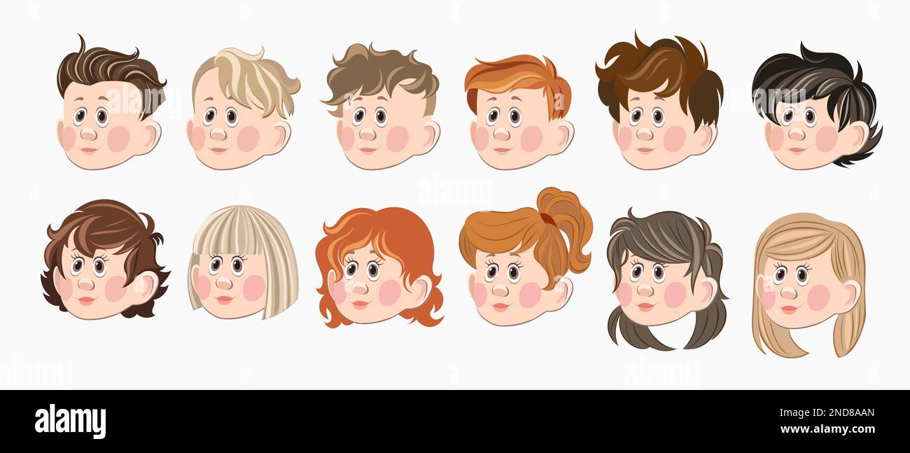Collection set of twelve different group teenager Stock Vector Image ...