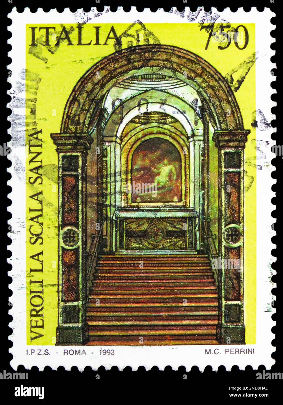MOSCOW, RUSSIA - FEBRUARY 15, 2023: Postage stamp printed in Italy ...