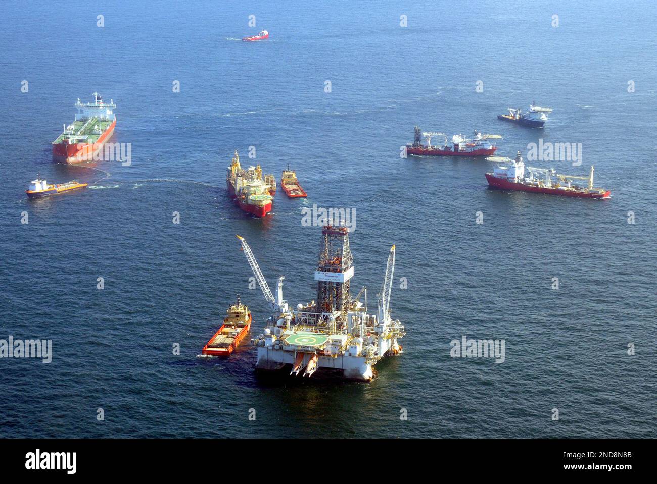 The Transocean Development Driller II works on drilling a relief well