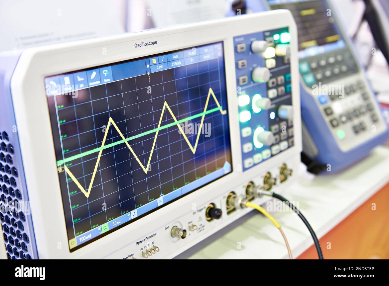 Modern mixed signal oscilloscope in laboratory Stock Photo Alamy