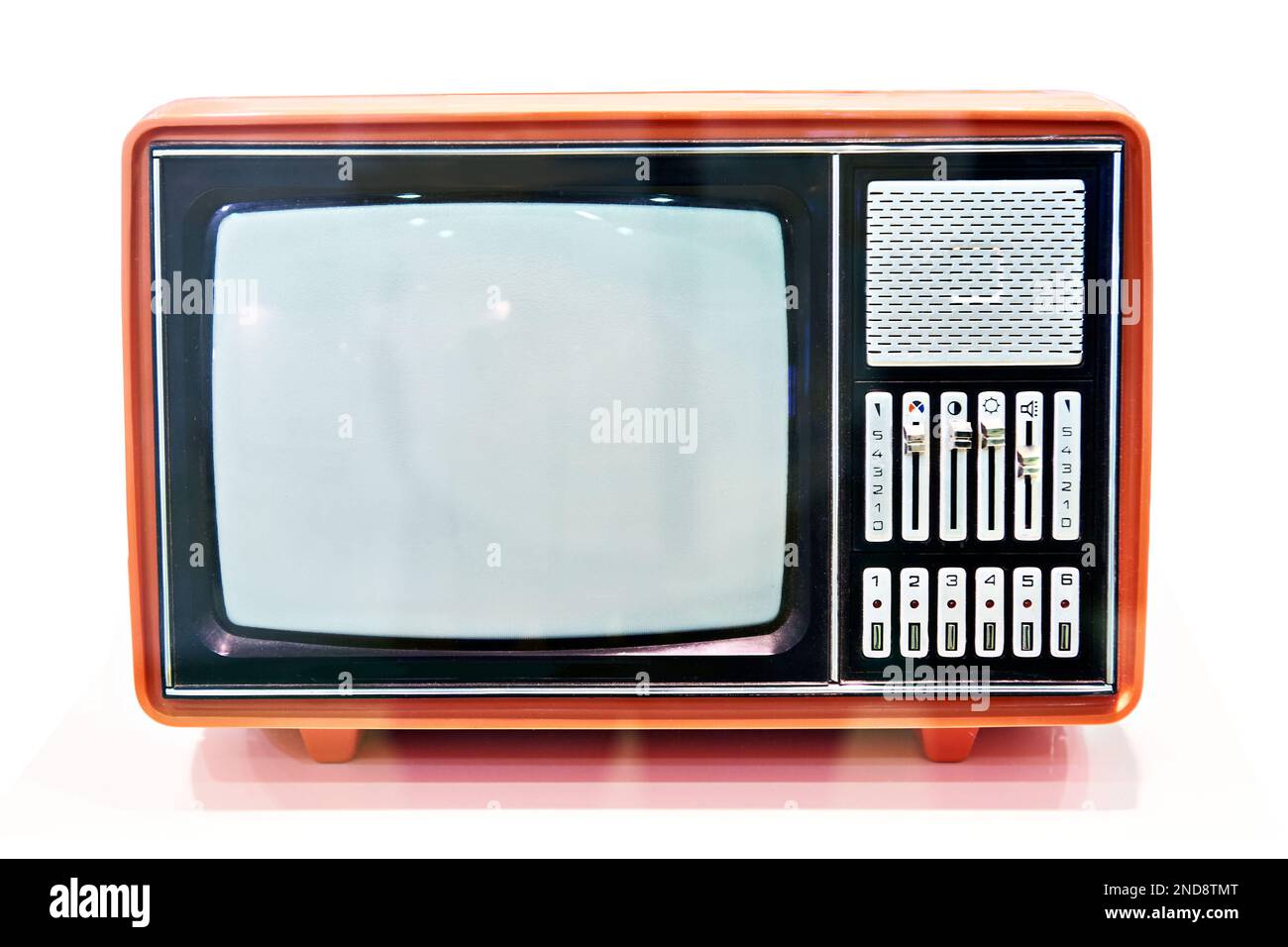 Retro tv set on white isolated Stock Photo