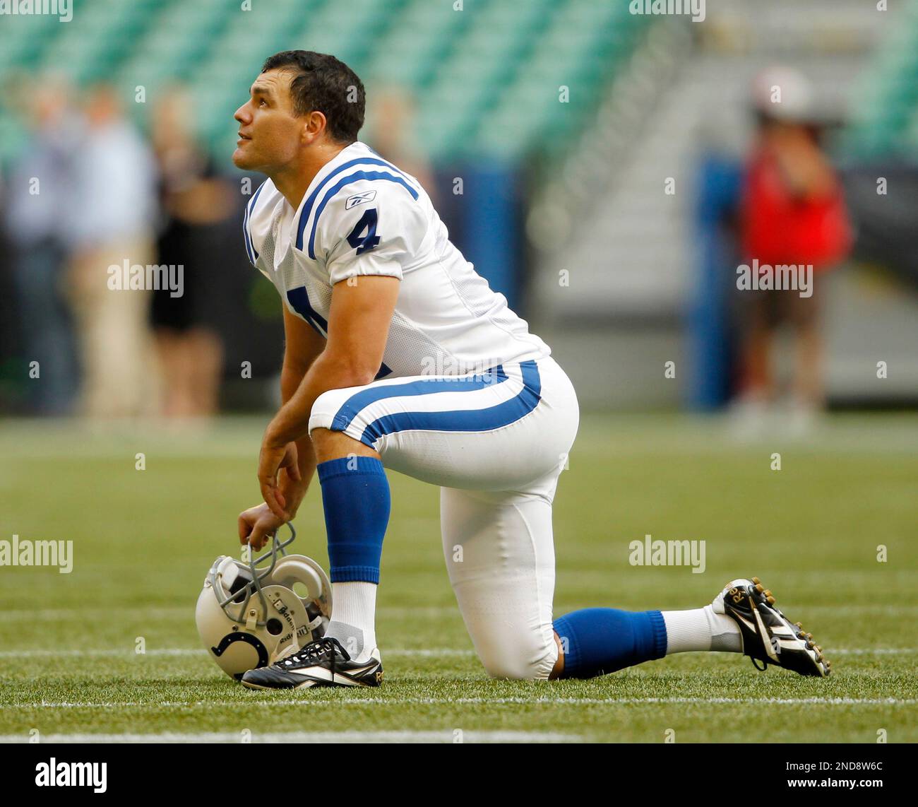 Indianapolis Colts kicker Adam Vinatieri (4) before a preseason NFL