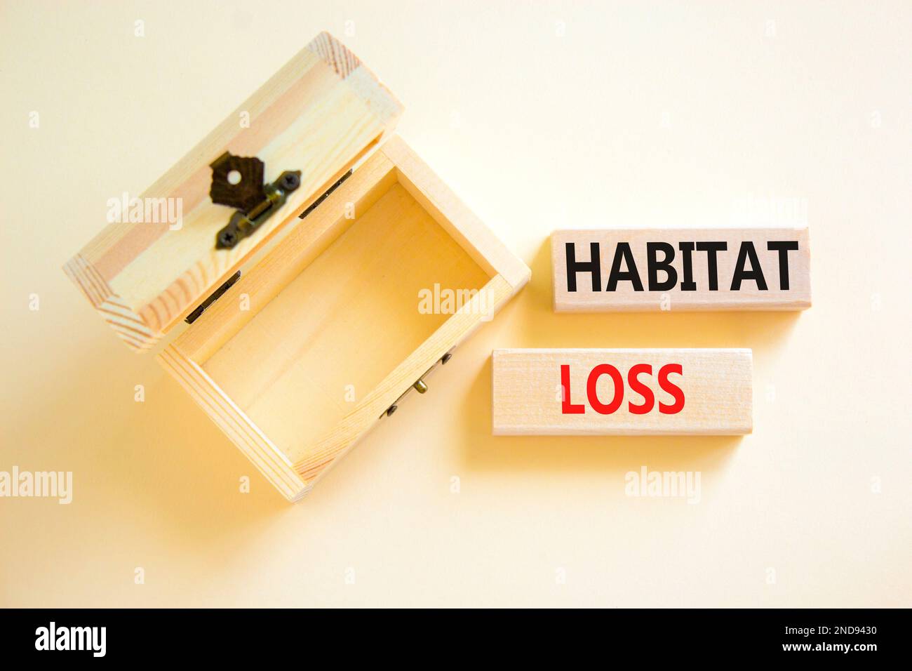 Habitat loss symbol. Concept words Habitat loss on wooden block. Beautiful white table white