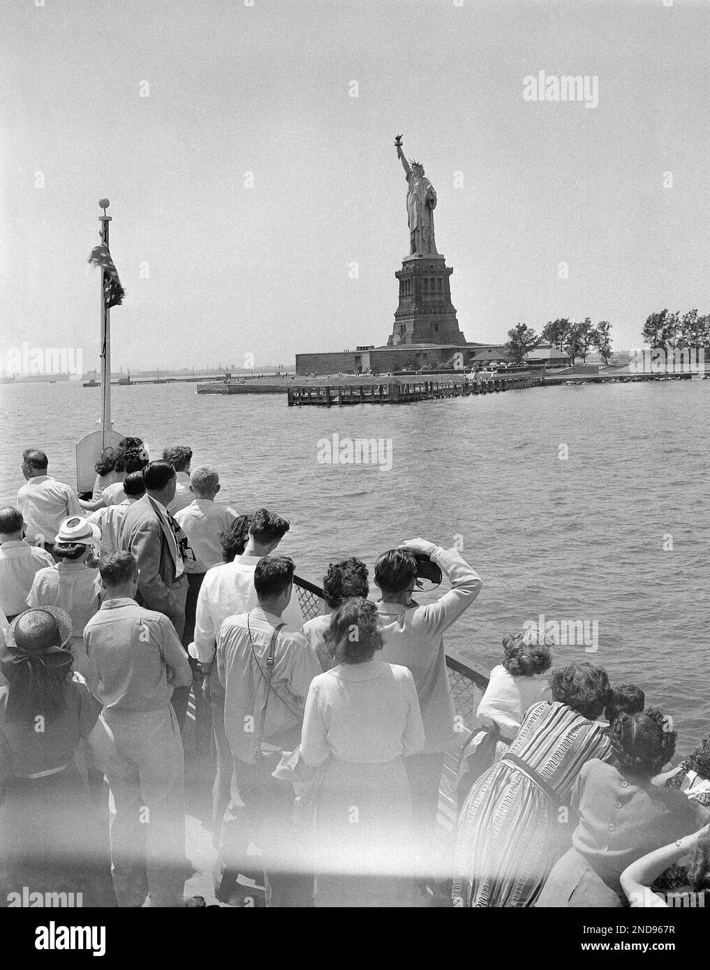 The Statue of Liberty stands in New York Harbor, July 12, 1948 as