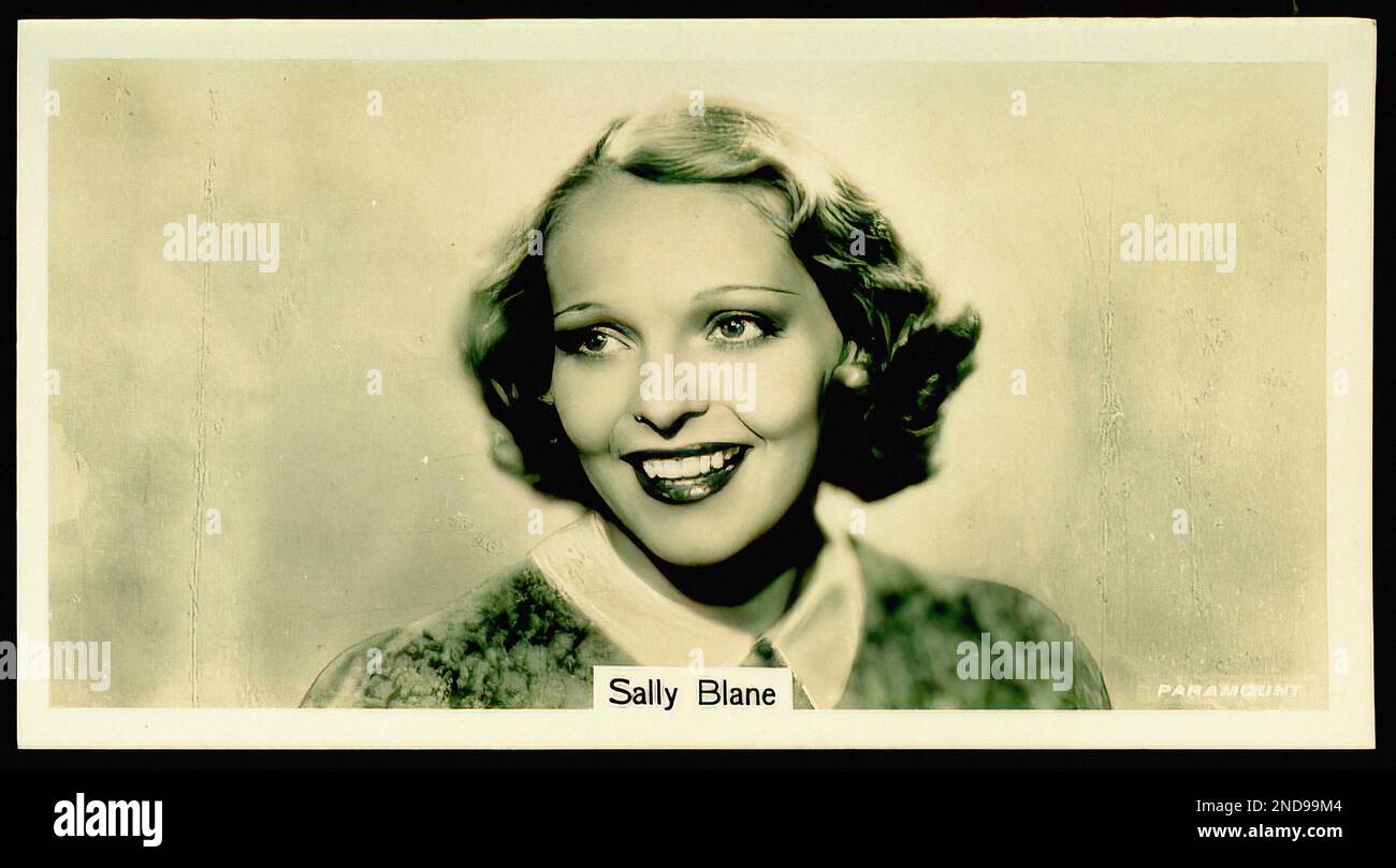 Portrait of actress Sally Blane - Vintage igarette Card Stock Photo - Alamy