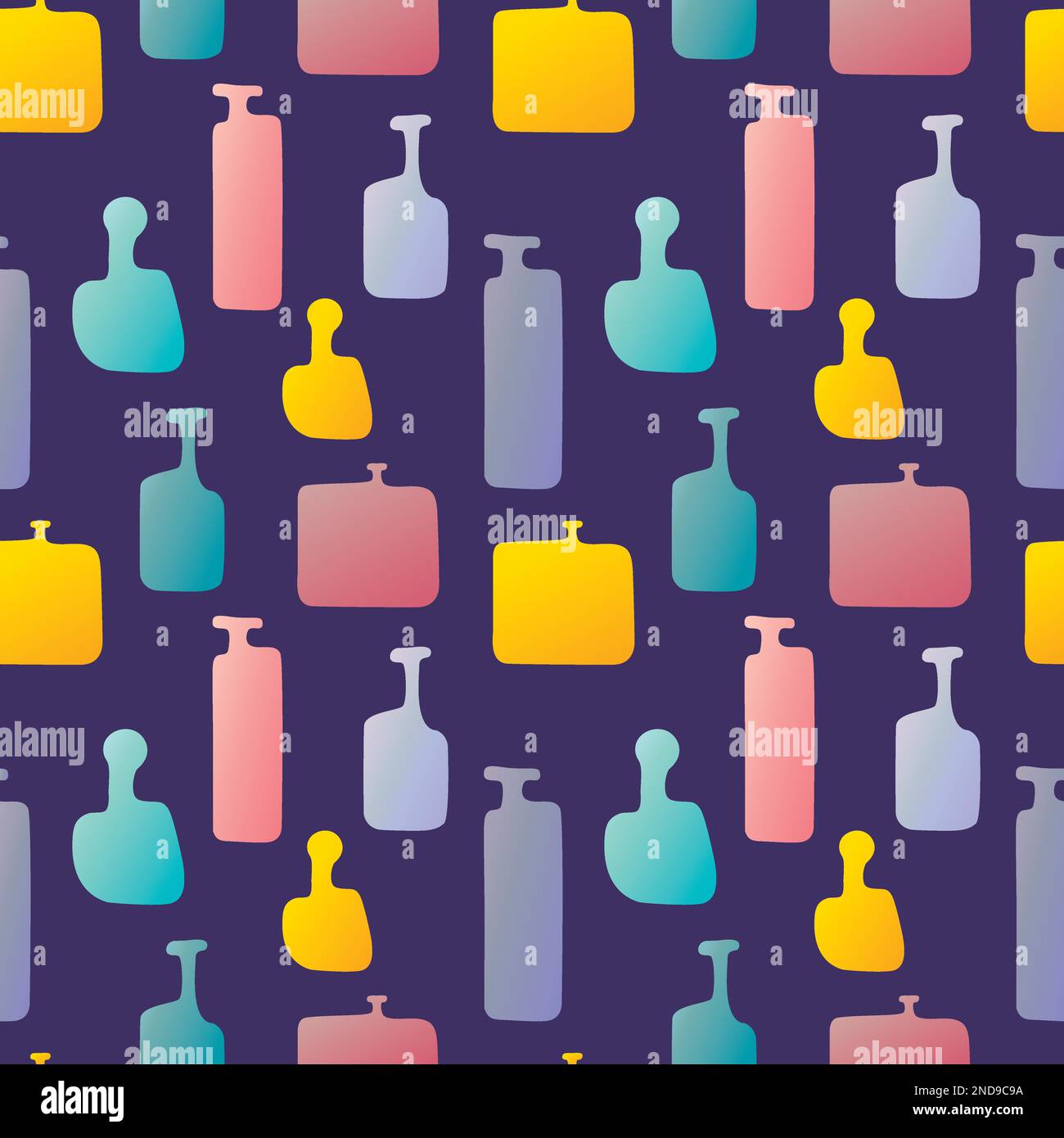 Colorful abstract bottles vector seamless pattern Stock Vector