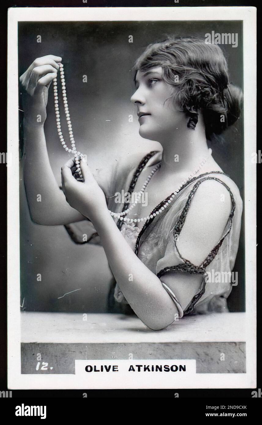 Portrait of Olive Atkinson - Vintage Cigarette Card Stock Photo