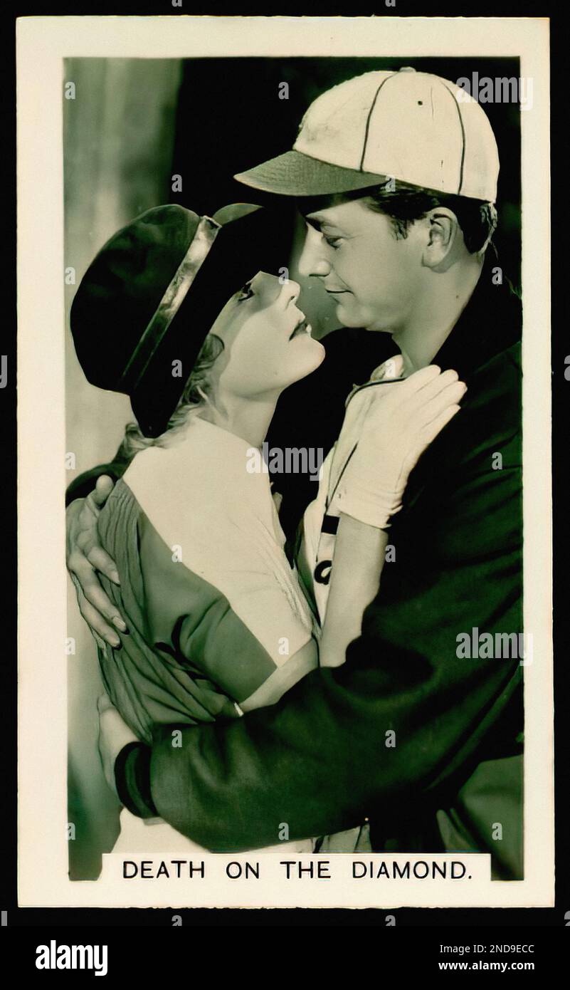 Death on the Diamond - Vintage Cigarette Card Stock Photo