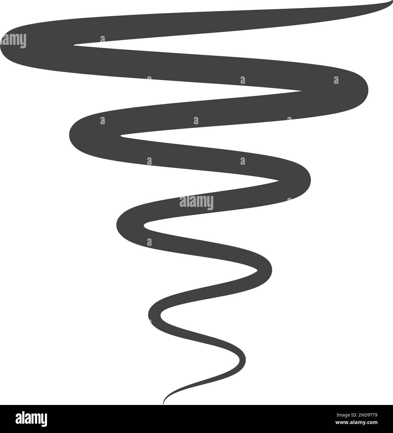 Ink wavy stroke. Calligraphic line decorative element Stock Vector