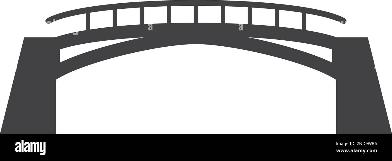 Bridge icon. Urban water construction black silhouette Stock Vector