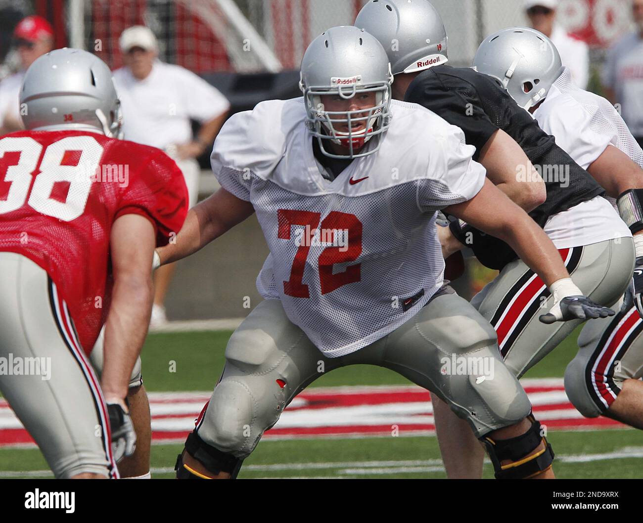Ohio State offensive lineman Dexter Larimore (72) during an NCAA college football practice