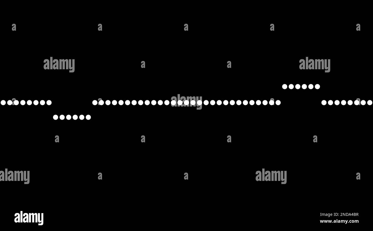 Led display. White and red dots next to each other on black background. Stock Photo