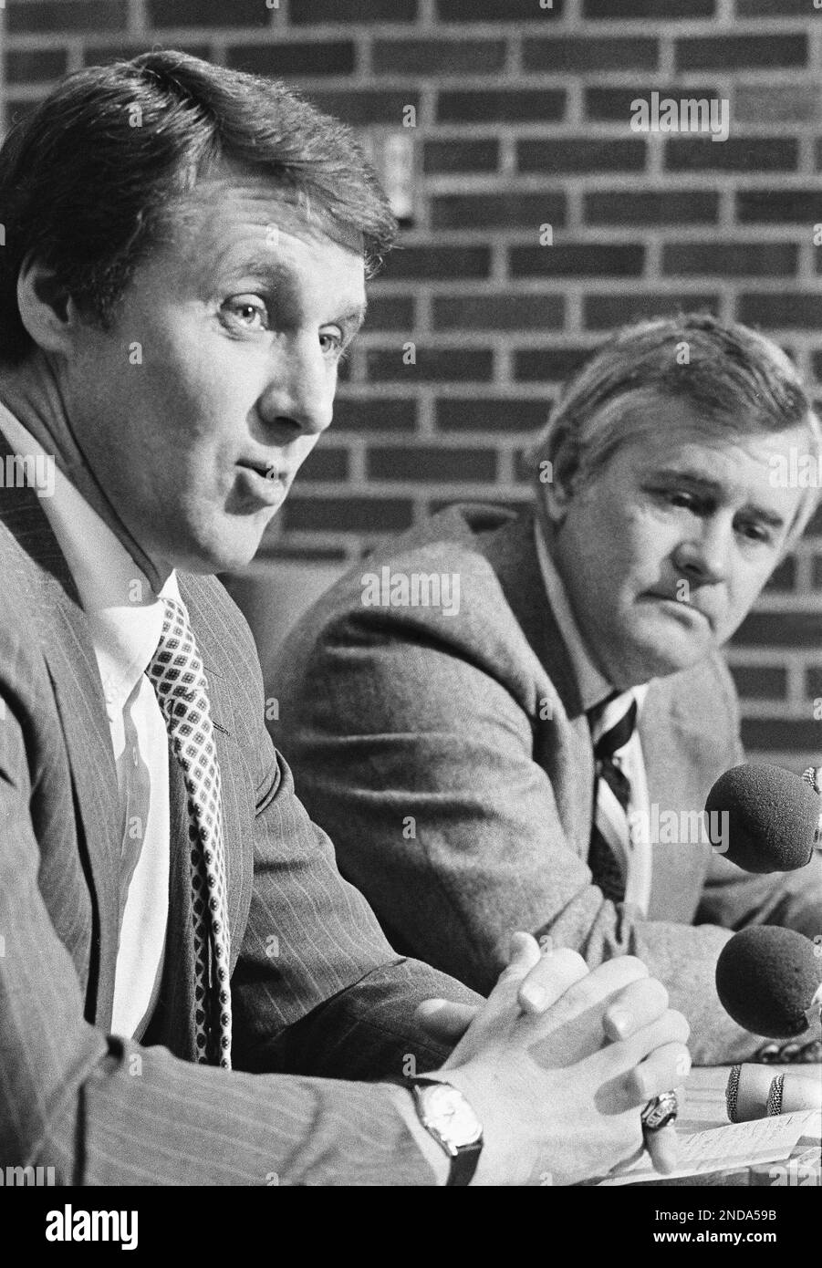 Olympic Hockey Coach Herb Brooks did some looking back during a press